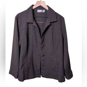 Chico’s Brown Jacket/Shirt Long Sleeve Slit Pockets Button Up Size 3=XL